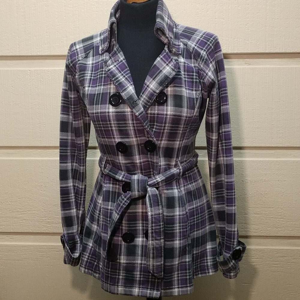 Self Esteem plaid belted jacket M